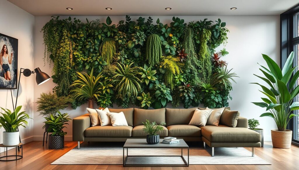 green wall indoor plant decor ideas