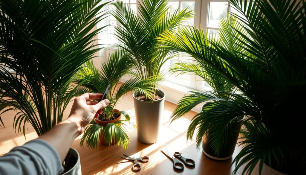 pruning indoor palm plants