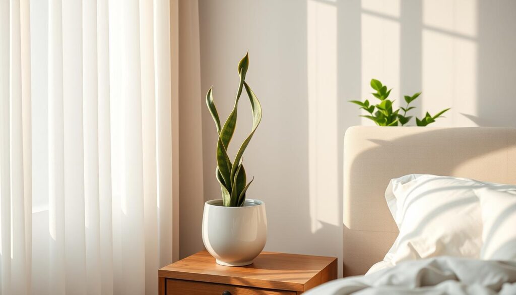 snake plant in bedroom